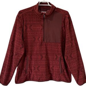 Duluth Trading Co Jacket Mens XL/XXL Red Aztec Southwest 1/4 Zip Pullover Fleece